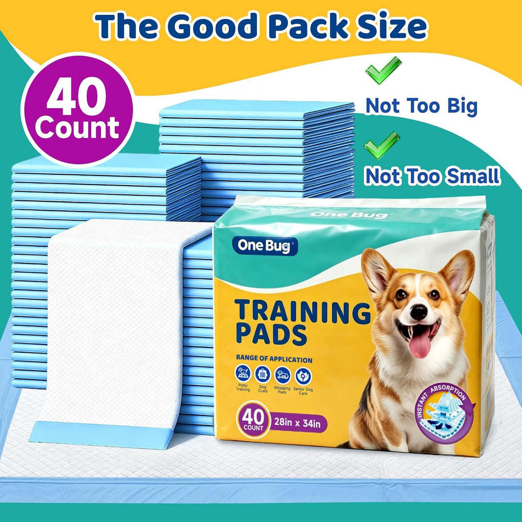 40-Pack Extra Large Super Absorbent Disposable Puppy Pads for Dogs,28x34in|Dog Training Pee Pads, Leakproof Protection,Quick-Dry,Tear-Resistant, Odor Control,Suitable for All Dogs and All Ages