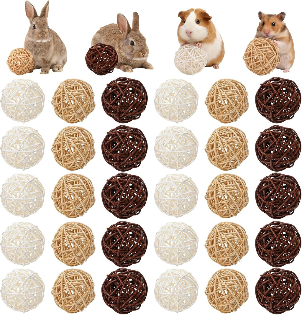 30pcs Bunny Chew Grass Balls, Willow Balls for Rabbits Guinea Pig Chew Toys