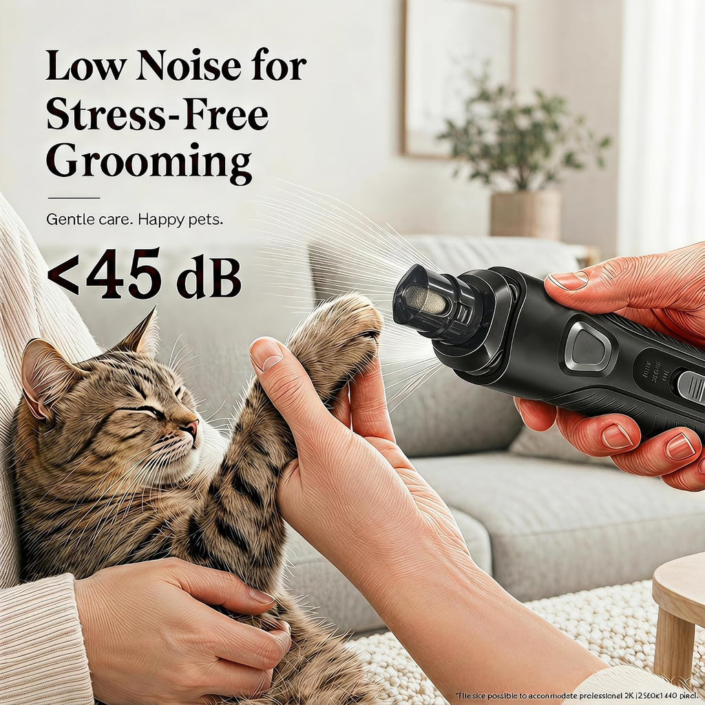 Dog Nail Grinder Whisper Quiet LED & Safe for Sensitive Dogs Cats