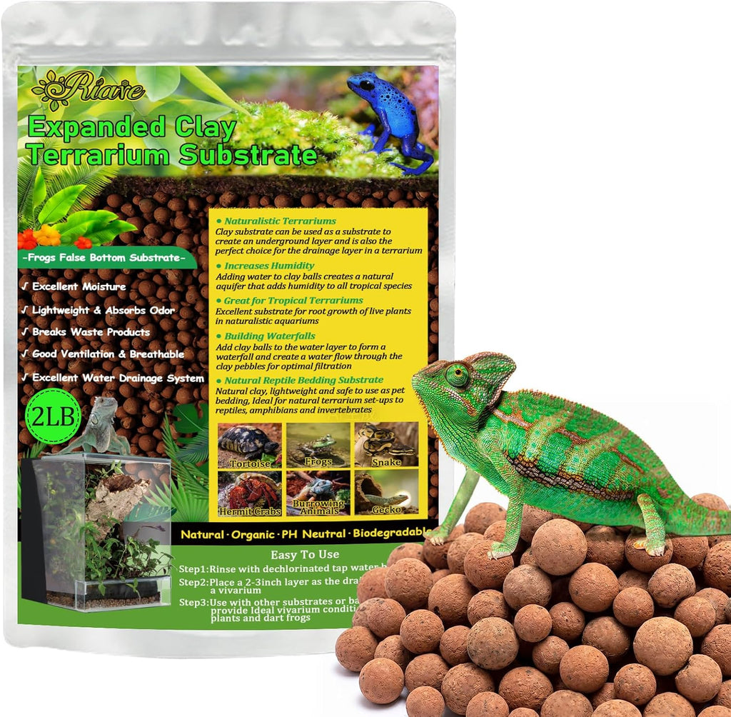Riare 10LBS Organic Expanded Clay Balls Terrarium Substrate for Reptiles