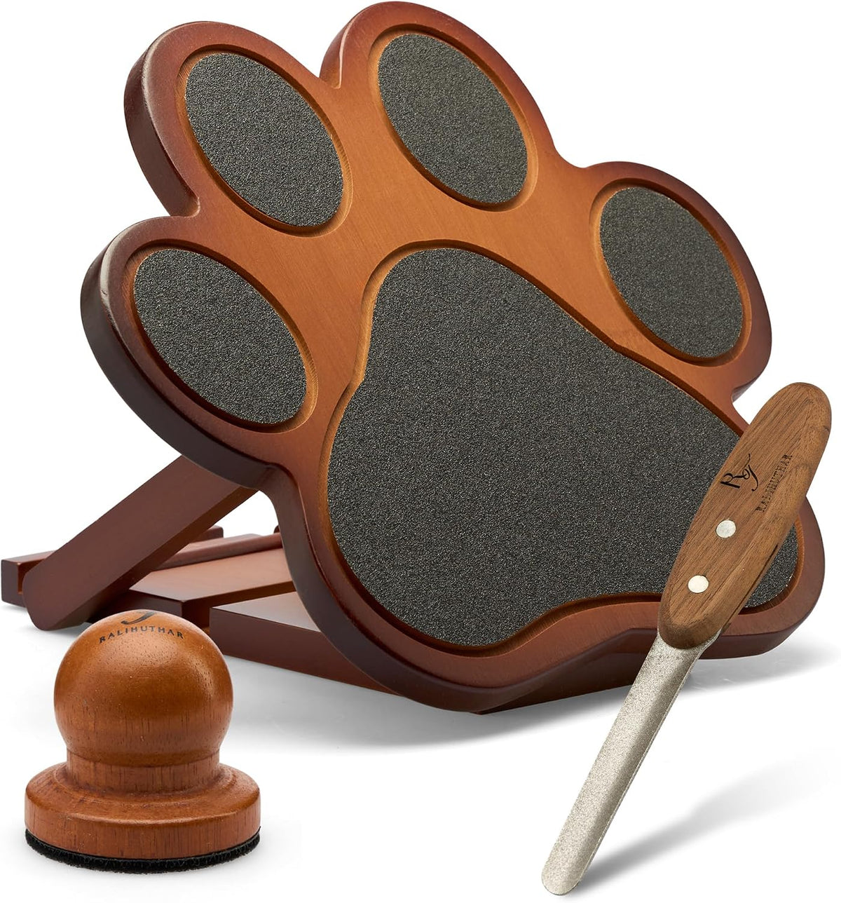 Dog Scratch Board – Bamboo 3-Piece Set for Small & Medium Dogs, Includes Nail File Board, Door Knob Nail Filer & Curved File – Reinforced Durable Design, Non-Slip Training Pad