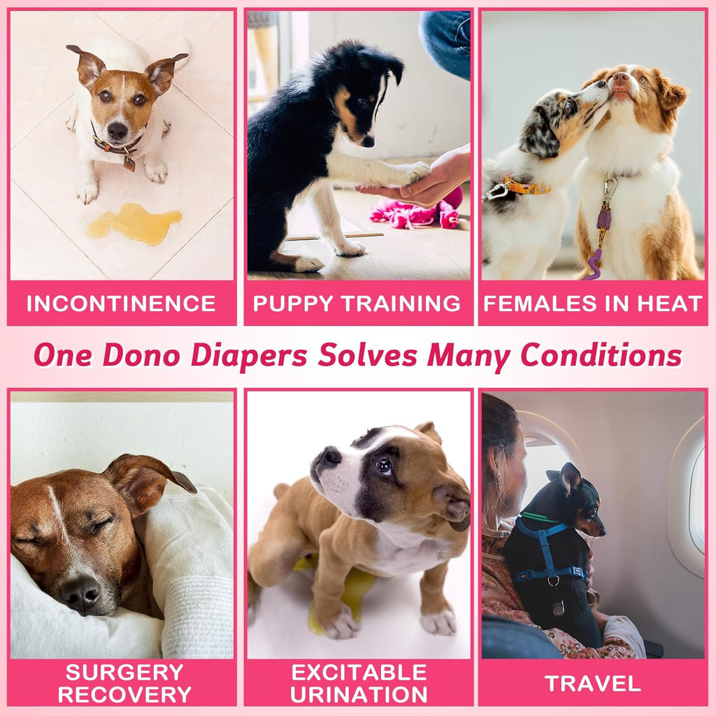 Dono Female Dog Diapers, Disposable Puppy Cat Diapers, Pink Small 16ct