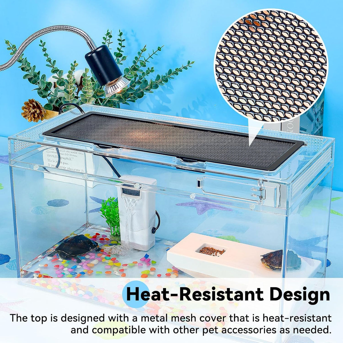 12x7x6 Turtle Tank Kit with Heating Lamp & Filter