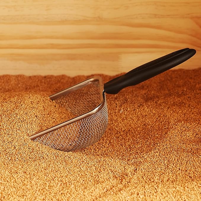 Cat Litter Scoop Stainless Steel Mesh Scooper Long Handle Deep Shovel Non-Stick - Image 4