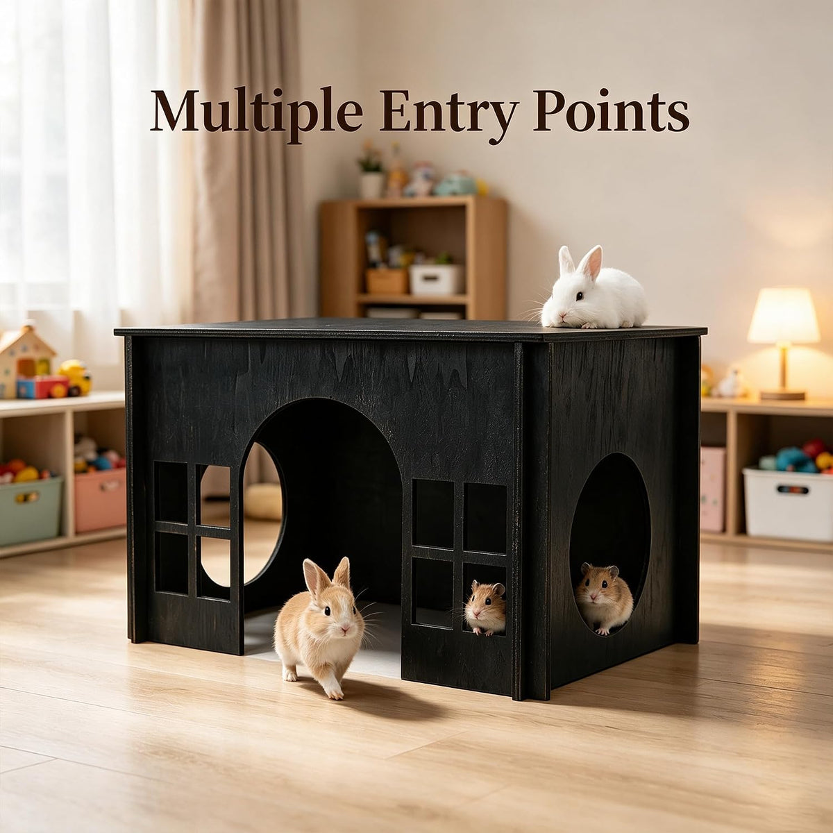 Wooden Bunny House Rabbit Hideout,Large Castle Hideaway