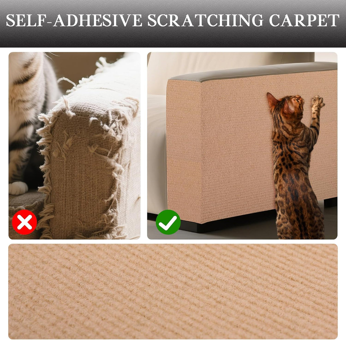 2 Pack Cat Scratch Furniture Protector Trimmable DIY Climbing Scratching for Indoor Couch Protector from Cat Claws, Walls and Tower Replacement (Beige, 15.7’‘ x 78.7'')