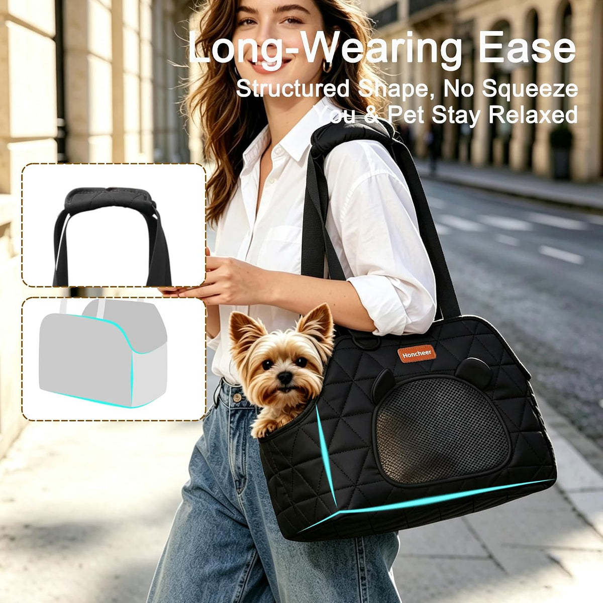 Dog Purse Carrier for Small Dogs Firm Bottom Puppy Travel Bag