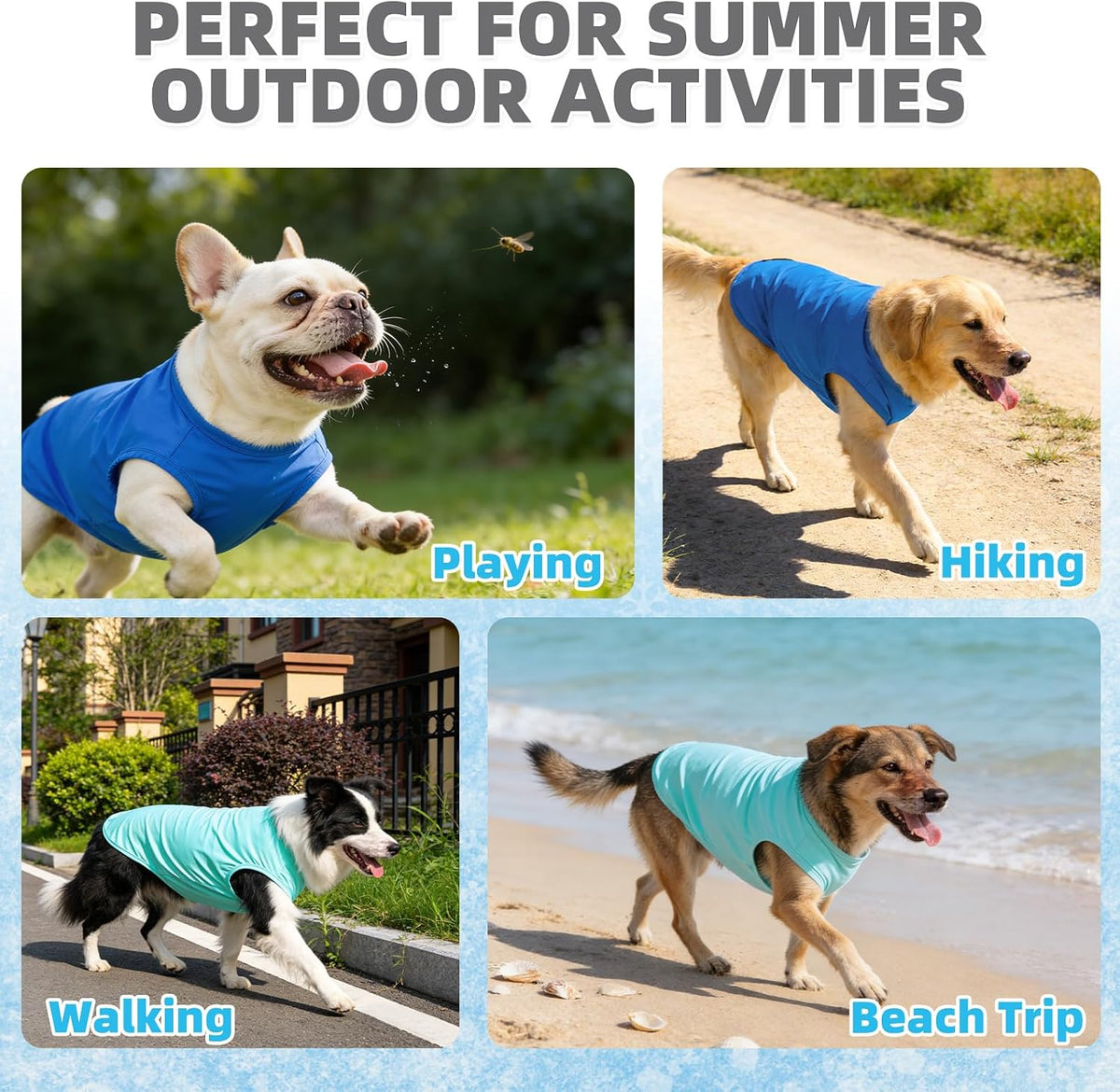 KOOLTAIL Cooling Sunblock Dog Clothes for Large Dogs, 2 Pack UPF50+ UV & Insect Protection Quick Dry Dog T Shirts for Outdoor, Anti-Hair Loss Breathable Sleeveless Pet Vest Tank Tops, Blue&Green, XXL