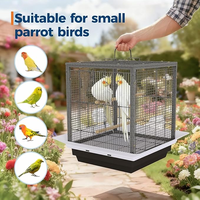 Bird Flight Cage 16 x 16 x 20 Inch, Wrought Iron Parrot Cage - Image 8