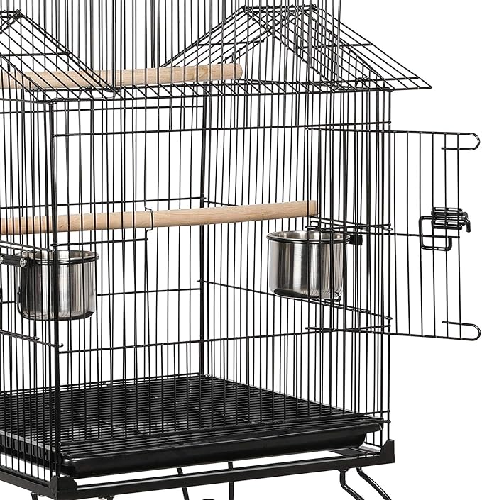 Yaheetech Budgie Cage 55-inch Rolling Standing Triple Roof Medium Parrot Cage - Image 8