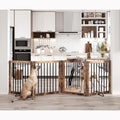 Vantas 96" x 30", No-Assembly Wooden Dog Gate with Door, Rustic Brown
