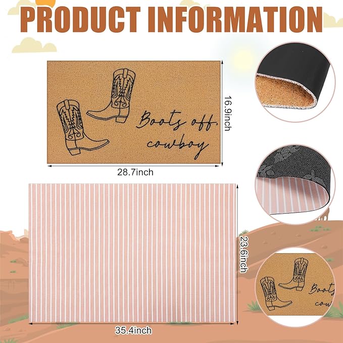 Tinideya 2 Pcs Door Mat Welcome Non Slip Coir Mats Floor Layering Doormats - Image 2