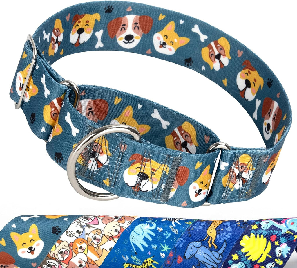 1.5 inch Skulls Martingale Collar for Dogs,Training Collar for Large Dogs