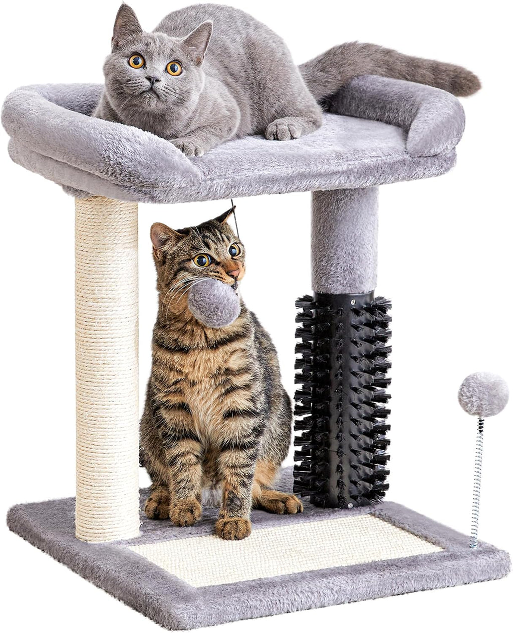 Made4Pets Cat Scratching Post with Bed and Self Groomer, Small Cat Tree 20"