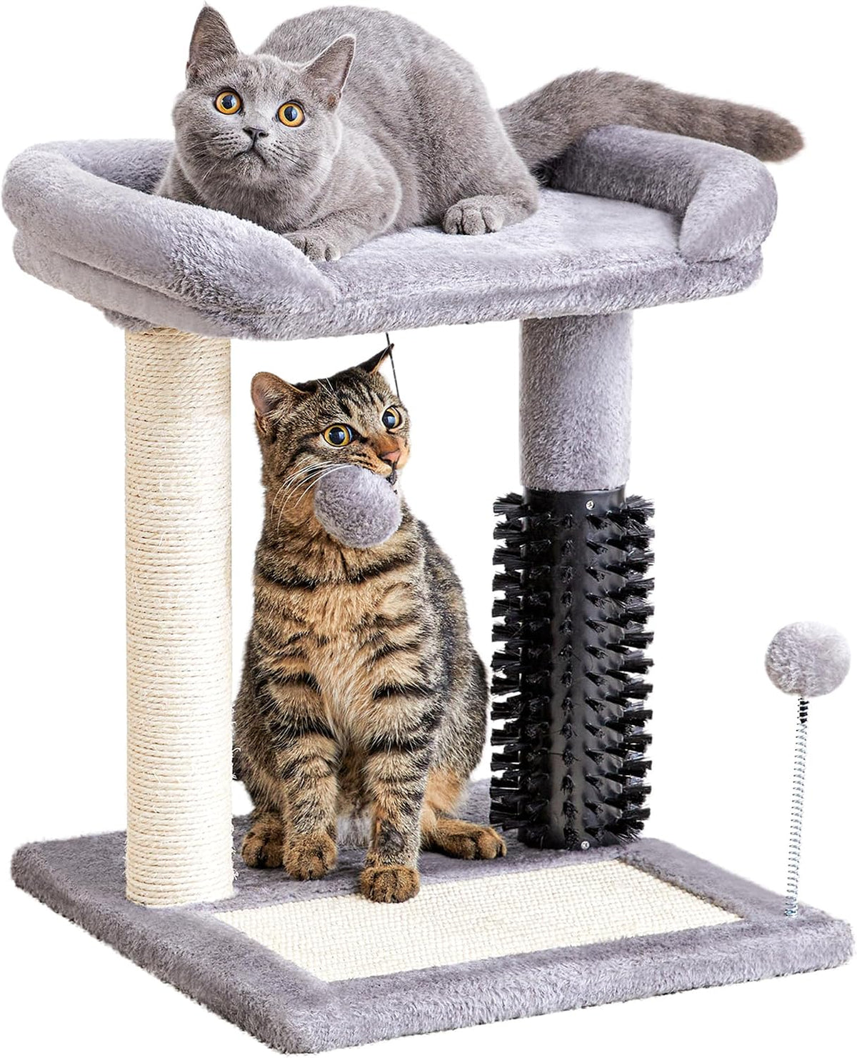 Made4Pets Cat Scratching Post with Bed and Self Groomer, Small Cat Tree 20"