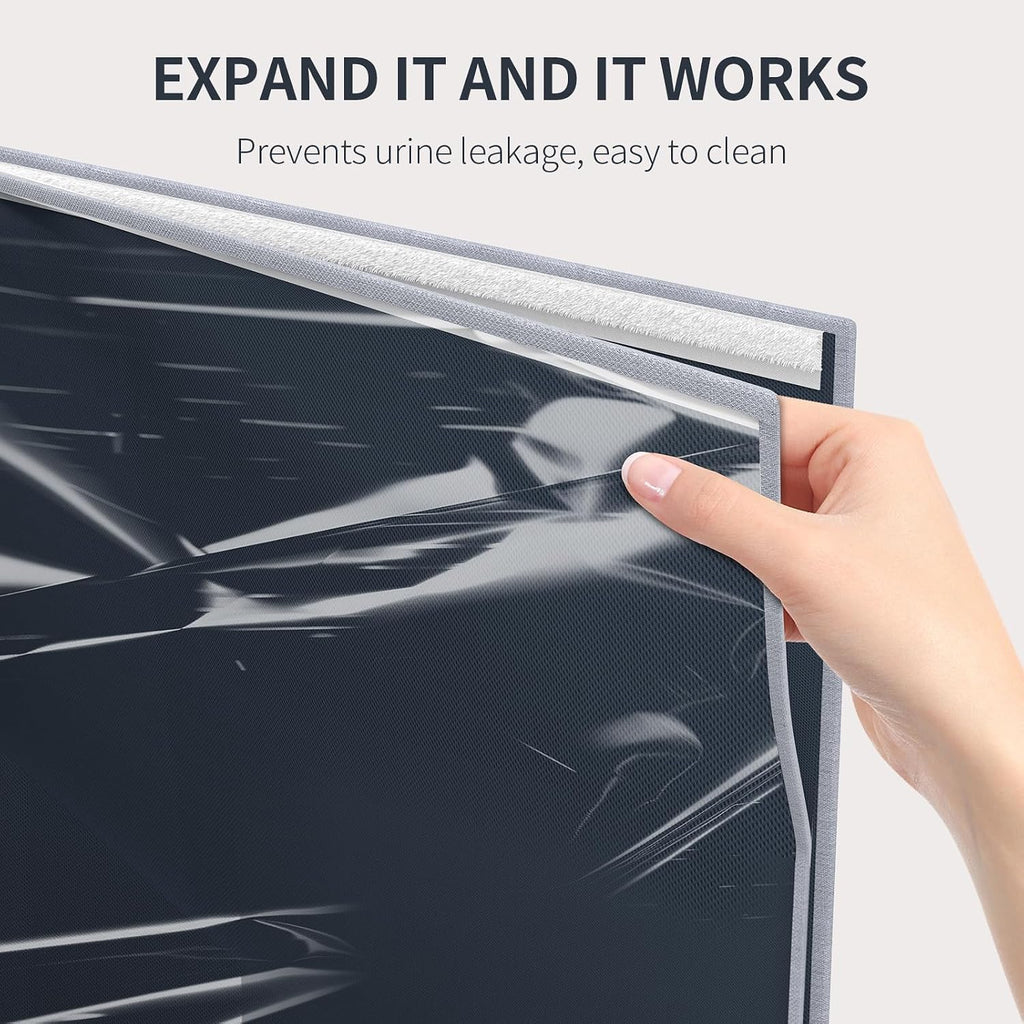 Aokeyee Gray Waterproof High Side Cat Litter Box Enclosure Splash Guard