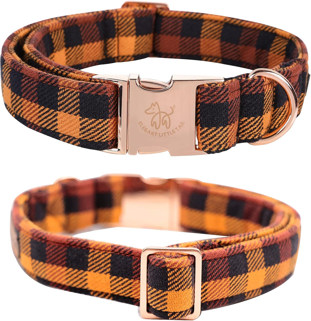 Fall Dog Collar with Bow, Black and Orange Print Fall Pet Collars Medium