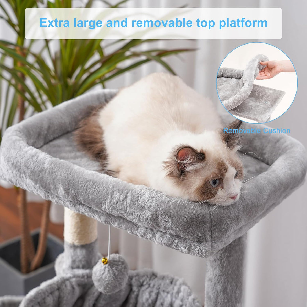 Hey-brother Cat Tree Tower with Large Bed, Hammocks, Scratcher, MPJ006SW
