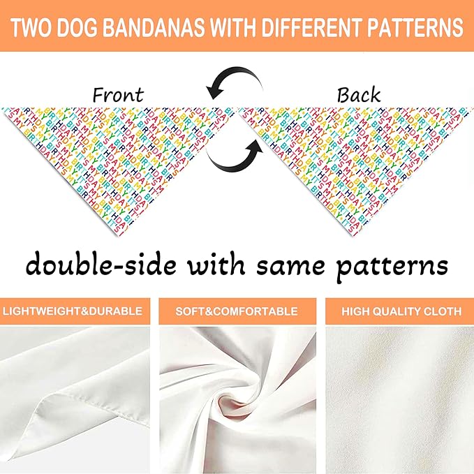Birthday Dog Bandanas 1 Pack, Colorful HBD Dog Scarfs - Image 7