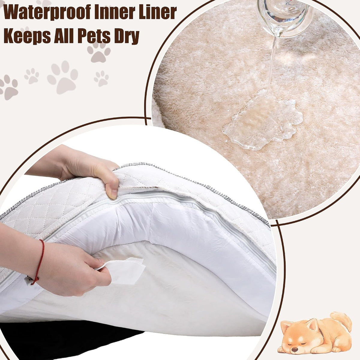 Large Dog Bed with Reusable Potty Pad - 44.1" x 32.3" x 6.3" Beige
