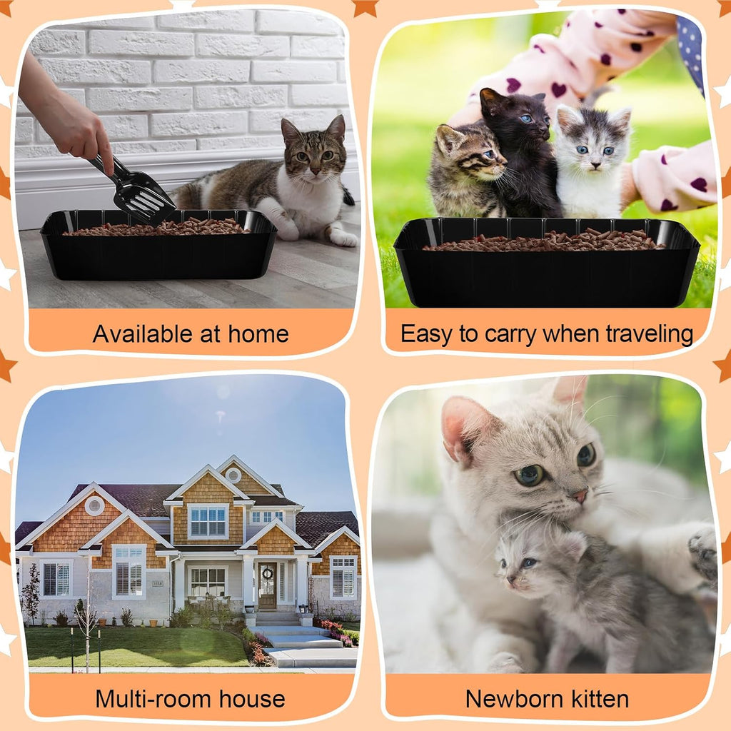 Bokon Pcs 50 Disposable Litter Boxes for Cats with Scoop, Black