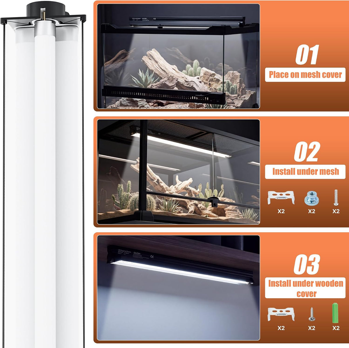 T5 UVB 10.0 Reptile Light Fixture Combo Kit (12Inch)