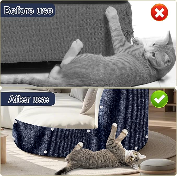 Cat Scratching Mat, 118.5"x15.9" Trimmable Self-Adhesive Cat Scratch Carpet - Image 4