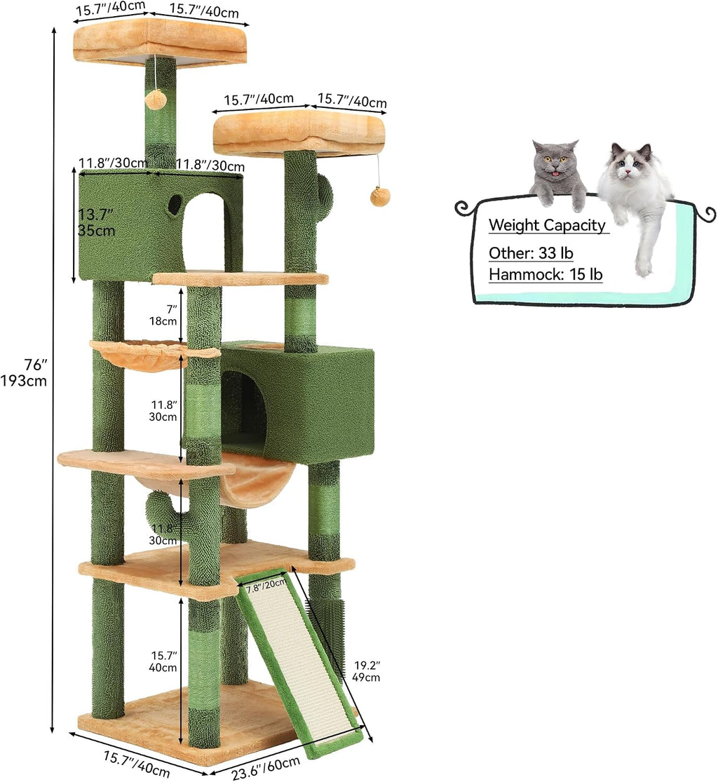 YITAHOME 76in Tall Cactus Cat Tree
