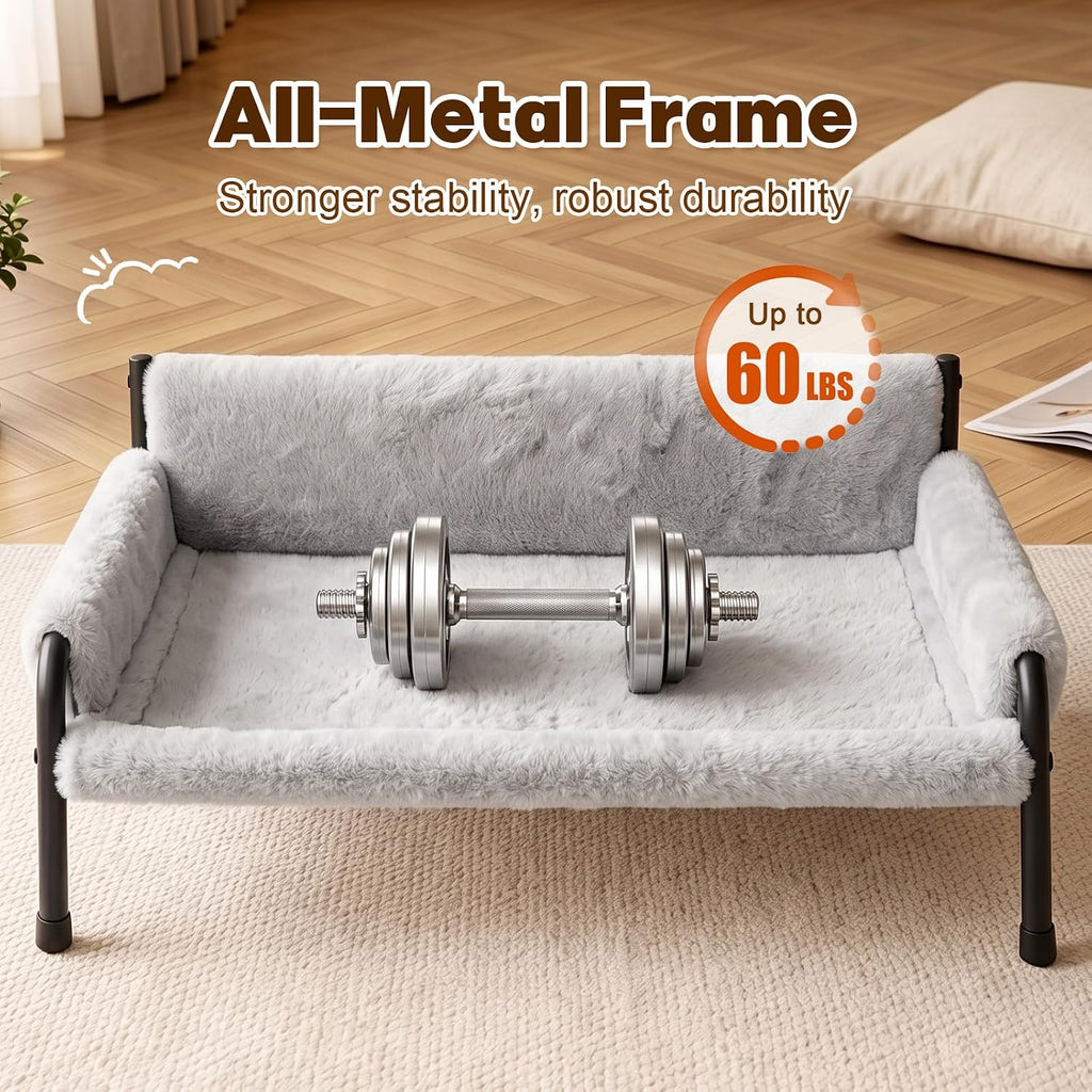Elevated Cat Couch Bed for Indoor Cats, Metal Frame Cat Sofa Up to 60 Lbs