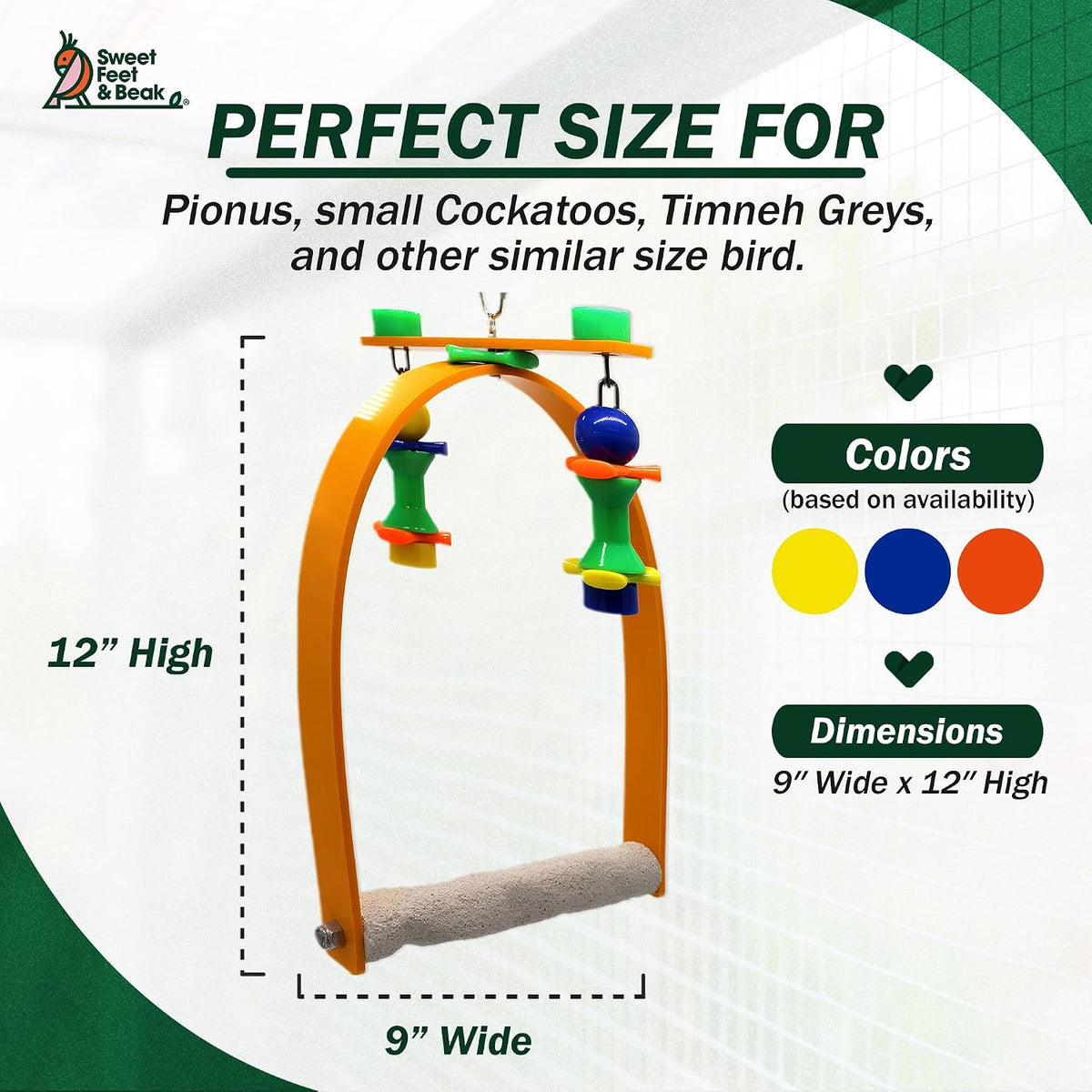Sweet Feet and Beak Whirly Bird Swing, Medium Indoor Pedicure Perch