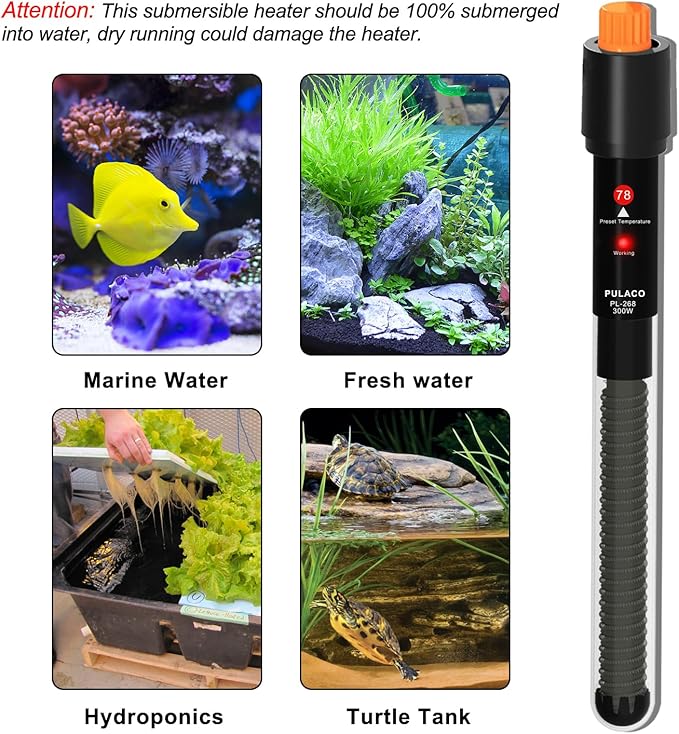 PULACO 300Watt Aquarium Heater for 50-70 Gallon Fish Tank, Adjustable - Image 4