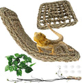 4 PCS Bearded Dragon Hammock,Lizard Lounger Reptile Natural Seagrass Hammocks Climb Vines Plant Decoration Terrarium Accessories for Lizards Chameleon Gecko Snakes Crown Geckos