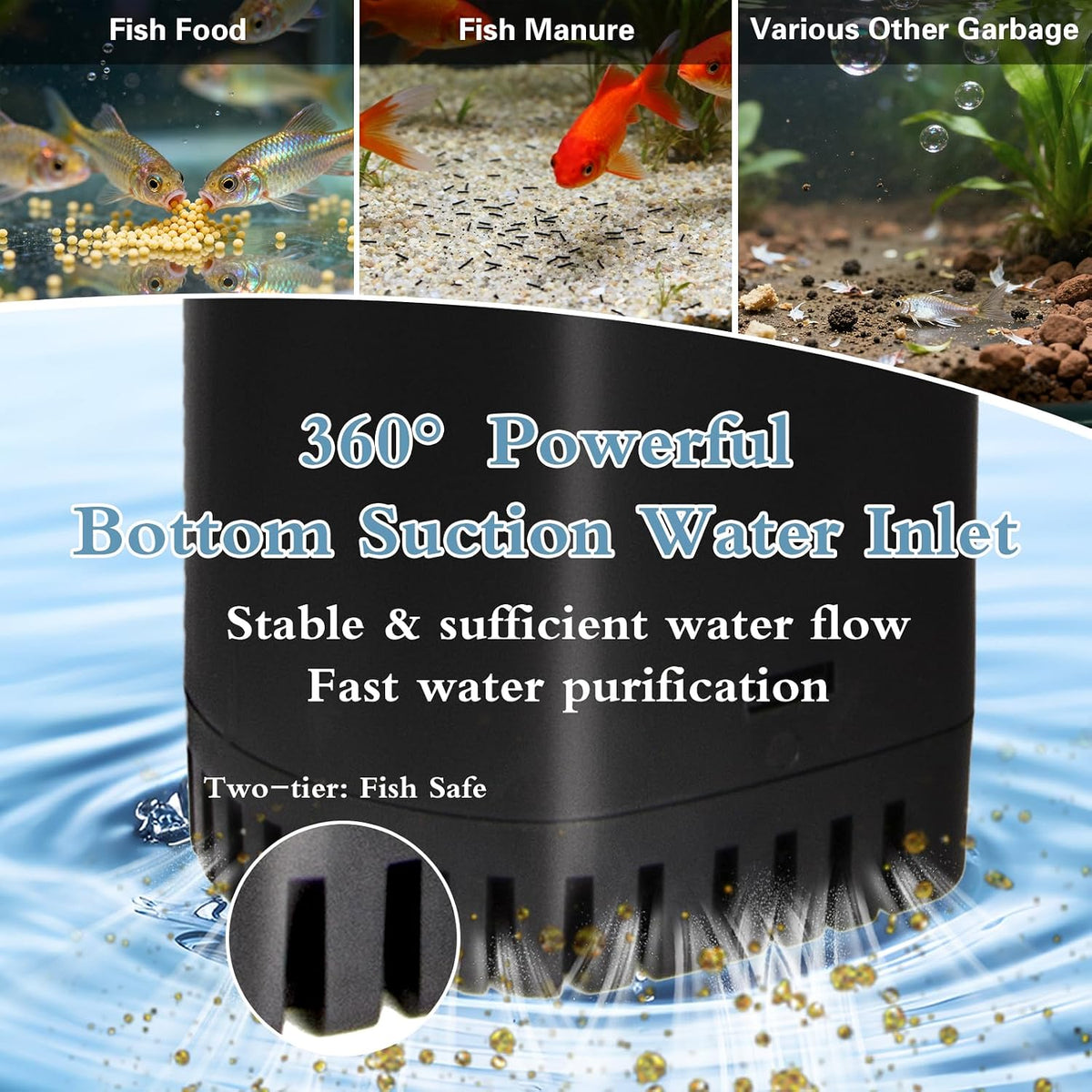 Aquarium Filter U-V for 55-200 Gallon Tank, 500GPH Fish Tank Filter for Cold Plunge Fish Tank Green Clean Machine,Submersible Powerful Pump Filter for Turtle Tank Saltwater Freshwater Crystal Clear