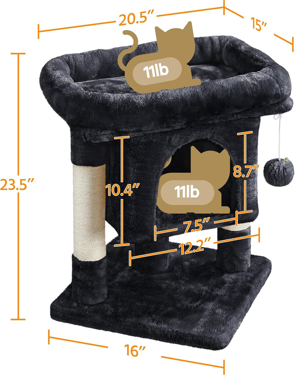 Yaheetech Cat Bed with Scratching Post, 23.5in Sisal Cat Scratcher