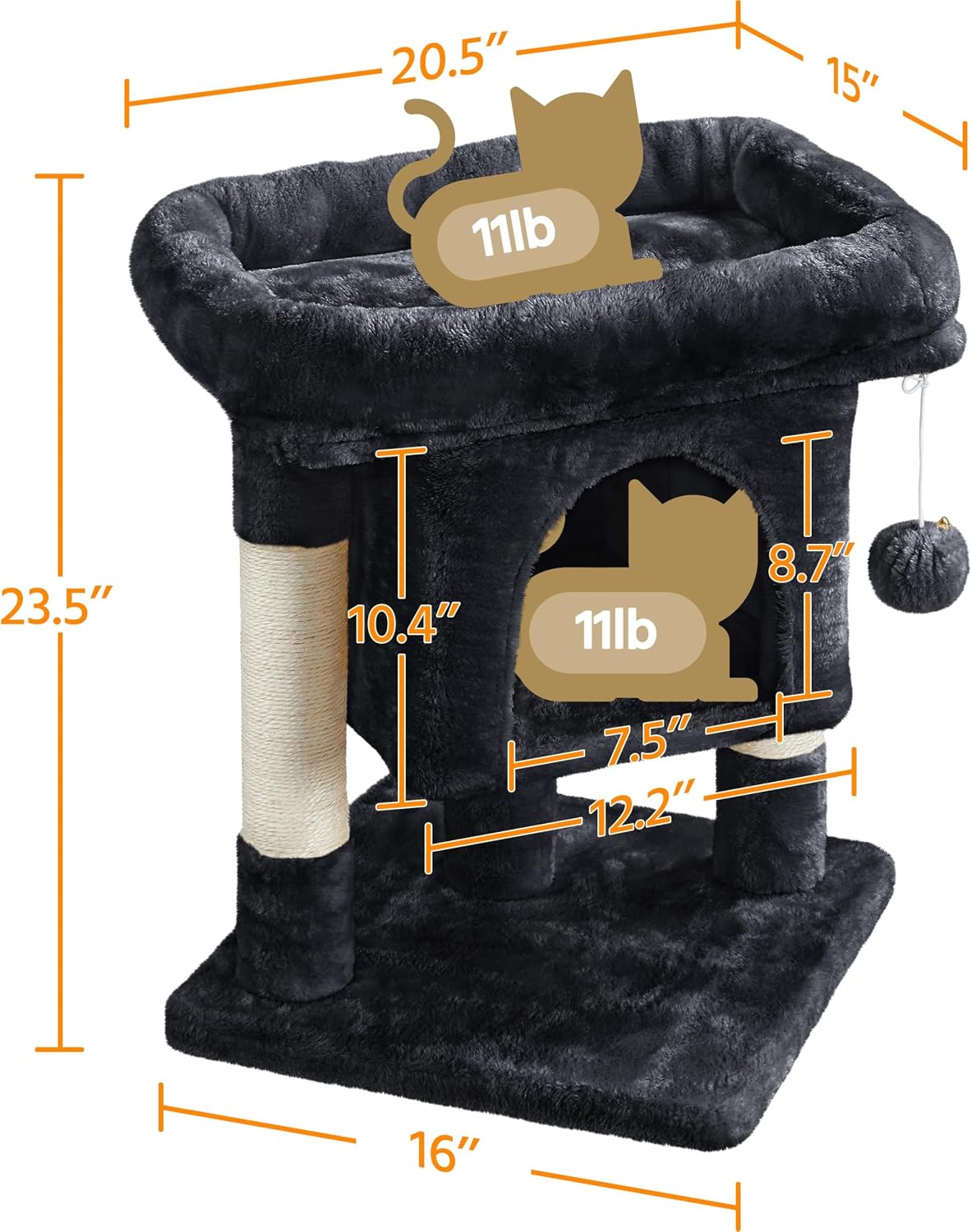 Yaheetech Cat Bed with Scratching Post, 23.5in Sisal Cat Scratcher