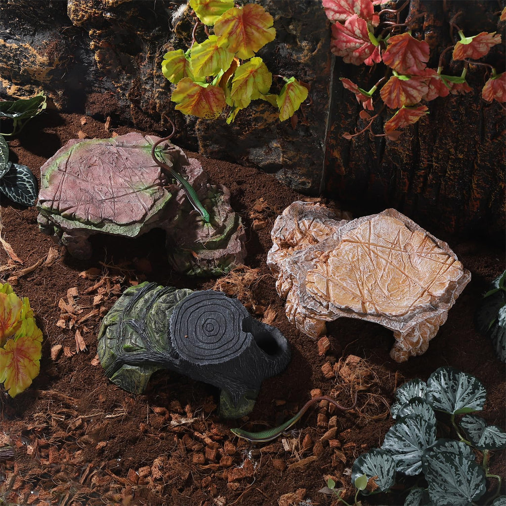 IBWell Turtle Basking Climbing Platform Aquarium Fish Tank Ornament Reptile Climbing Ramp Decorations for Salamanders Amphibians Newts, Terrace Tortoise Resting - SandyBrown