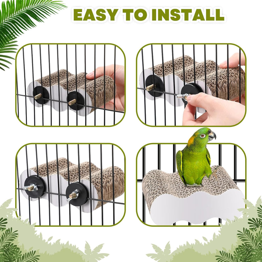 Croblissful 2 Pcs Bird Perch Platforms, Parrot Paper Chew Toy, Small
