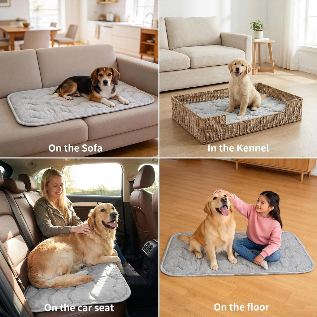 Extra Large Dog Cooling Mat,39.4''*27.6'' Washable Cooling Pet Pad, Q-MAX>0.45,XL Portable Kennel Puppy Bed for Summer,Non Slip Sleeping Blanket Pet Pads (Grey,100L x 70W cm)