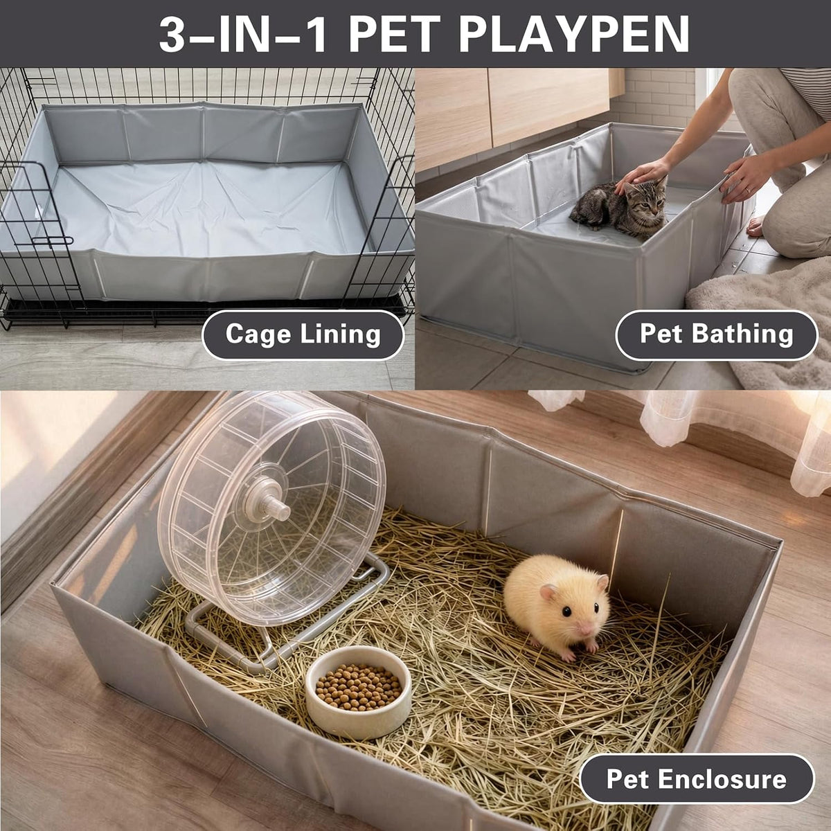 Small Animal Playpen, Thicken PVC Foldable & Waterproof Small Dog Pool