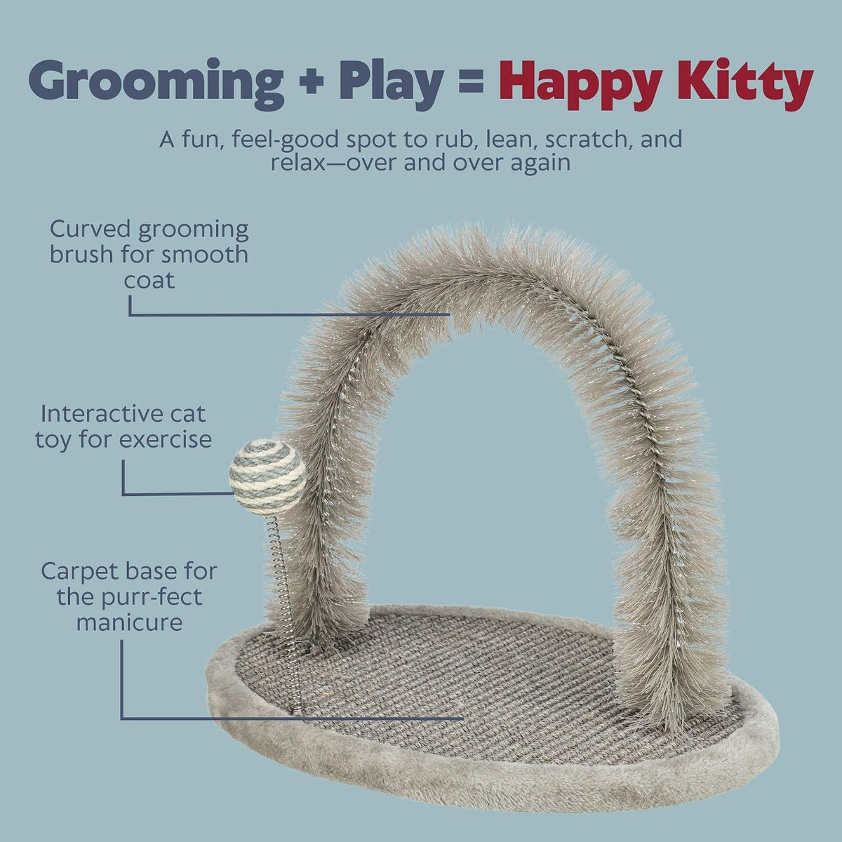 TRIXIE Cat Scratching Plate with Self-Grooming Arch Brush, Gray