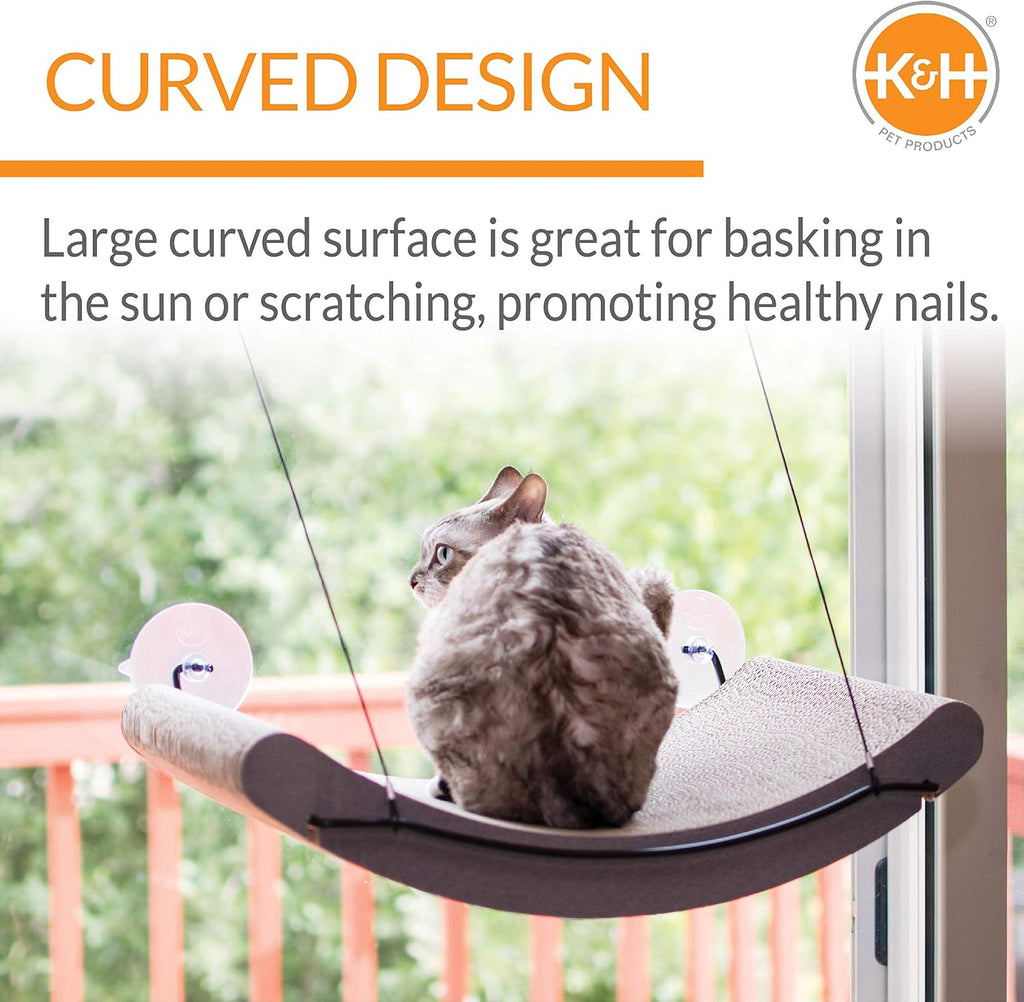 K&H PET PRODUCTS EZ Mount Cat Scratcher Kitty Sill Cradle Complete Kitty Sill Cradle Black/Cardboard 11 X 20 X 2 Inches