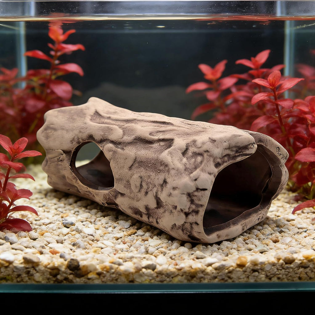 M2cbridge Aquarium Ceramic Cave Rock Betta Fish Hideout Decor Monster Log