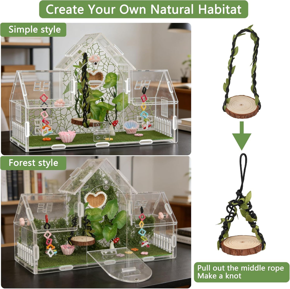 20-Piece Jumping Spider Enclosure Kit, Acrylic Terrarium with 360° View & Magnetic Doors, Complete Accessories Set for Tarantula, Mantis, Small Reptiles, 11.8" L x 4.5" W x 8" H