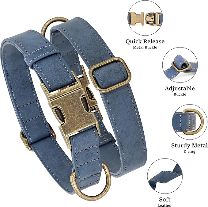 Didog Soft PU Leather Dog Collar, Stylish Quick Released Dog Collar - Image 2