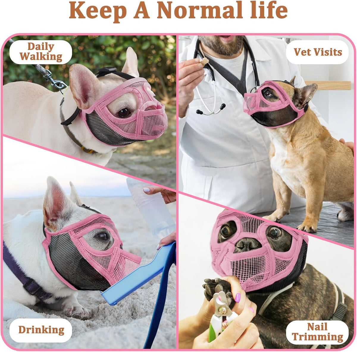 Mayerzon Mesh Short Snout Dog Muzzle with Anti-Eating Design for Frenchie