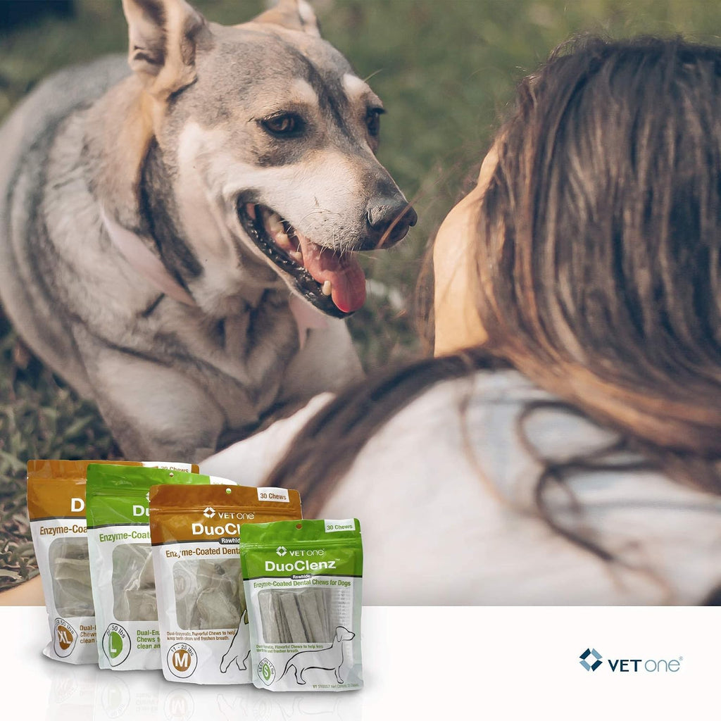 Vet One DuoClenz Rawhide Dental Chews | Medium Dogs | 30 Count Bag