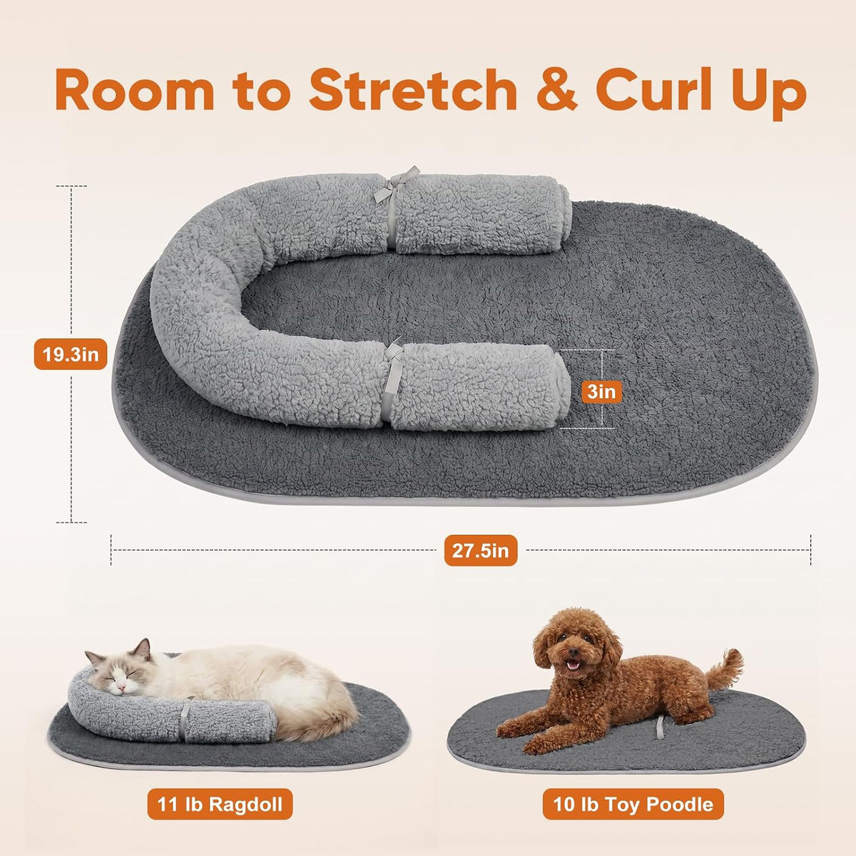 Cat Mat Self Warming Cat Bed with Soft U-Shaped Pillow
