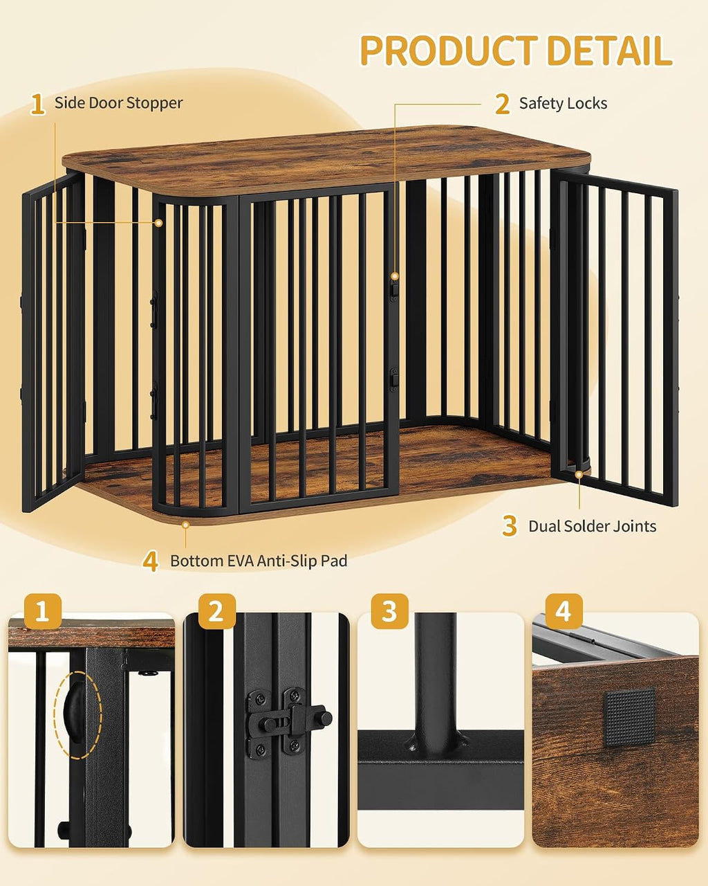 Hzuaneri 39.4 in L Dog Crate Furniture, Wooden Dog Kennel Indoor Dogs Cage