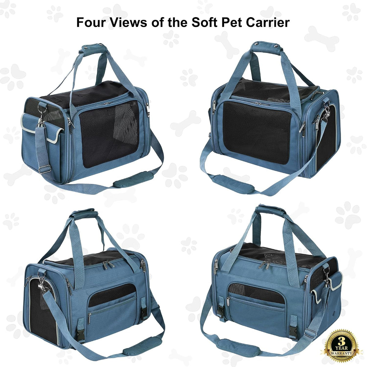 EliteField Deluxe Soft Pet Carrier for Cats and Dogs (3-Year Warranty)