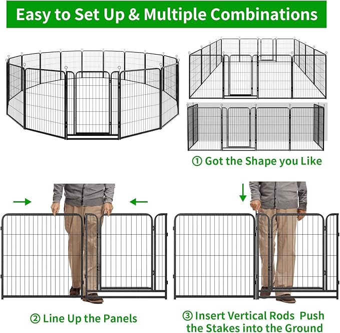Dog Playpen Outdoor Extra Wide 16 Piece Panels Heavy Duty Dog Fence 40" Height - Image 8